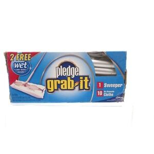 NIB Pledge Grab It Kit 1 Sweeper & 10 Dry Cloths Electrostatic Dusting Floors
